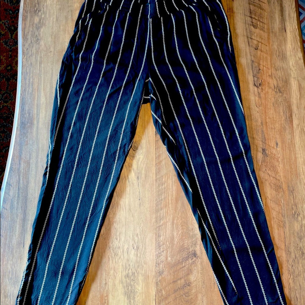 Pinstripe light trousers